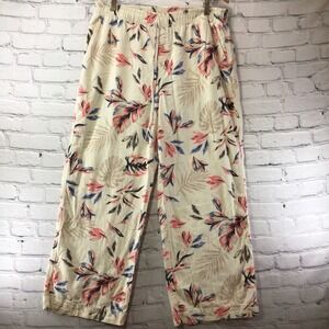 Briggs Womens Lounge Pants XL Linen Blend Floral Print Hippie Boho